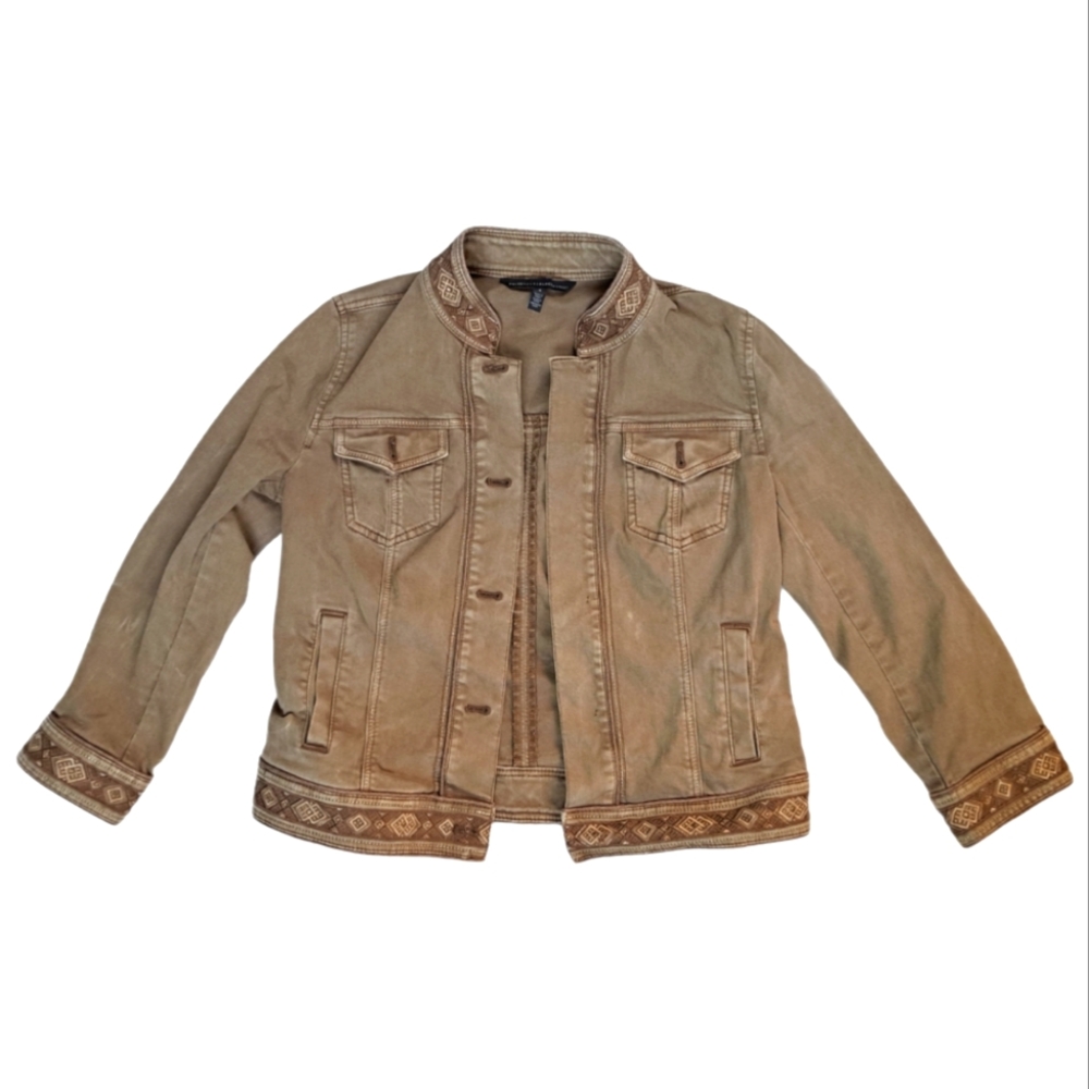 White House Black Market Denim open front jacket Size 4